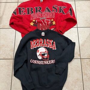 Two vintage Nebraska Huskers sweatshirts pullover 90s championship size large